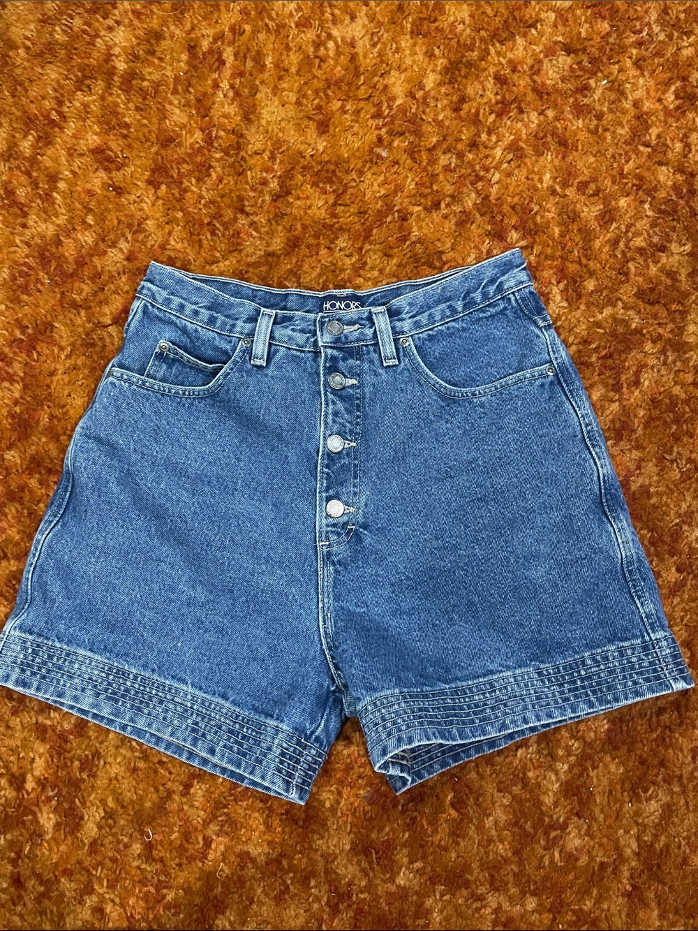 Vintage Honors High Waist Blue Denim button fly Shorts